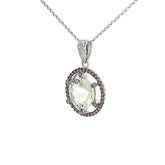 Prasiolite (Green Quartz) and Diamond Necklace